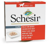 5 X 150g - Schesir Comida Húmeda de Filetes de Pollo con Buey en Gelatina para Perros