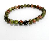 Pulsera Elástica de bolas de minera de Unakita de 6mm - Minerales Energéticos