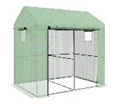 Invernadero de jardín de polietileno de Outsunny, invernadero para balcón, lona reforzada de 135 g/m², estructura de acero, puerta enrollable con cremallera, para verduras, plantas y flores, interior y exterior, 200 x 140 x 200 cm, verde