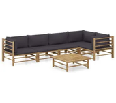 VIDAXL 3058240 set de muebles modulares para jardín fabricados en madera de bambú con cojines gris oscuro
