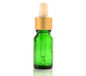 Camassia Botella vidrio verde 10ml con pipeta cuentagotas blanca-oro | Envases | Para envasar tus sérums caseros y naturales