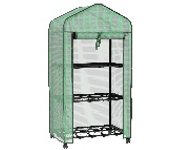 Invernadero de jardín de polietileno Outsunny con estantes de 3 niveles, invernadero para balcón, lona reforzada de 140 g/m², estructura de acero, puerta enrollable con cremallera, para verduras, plantas y flores, 69 x 49 x 130 cm, verde