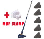 Cleaning Mop 360° Rotatable Water Absorption Triangular Mop Foldable Automatic Water Squeezing Wall Cleaning Mop OR 3 Mop Cloth