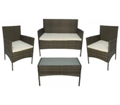 Conjunto de jardín Bali sofá + 2 sillones + mesa ratán negro/marrón
