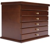 Wooden Jewellery Box, 6 Levels, Large Jewellery Box with Mirror and 5 Drawers, Vintage Jewellery Box, Wooden Box, Large Capacity