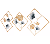 3Pcs 3D 164 x 70.5cm Metal Gold+Blue Wall Art Hanging Sculpture Home Art Decor