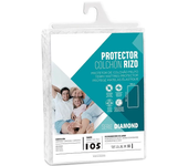ARISE SHOP - Protector de Colchón Rizo Serie Diamond Ram'S, Bajera 100% Poliéster Blanco, 80/105/135/150cm, Algodón de Rizo Transpirable, Elástico, Lavable