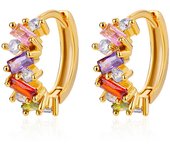 Rainbow Cubic Zirconia Hoop Earrings For Women 2023 Trending Round Gold Plated Stainless Steel Earrings Luxury Jewelry Gifts