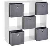 STARLEY-Estantería 9 cubos con 5 cestas de madera blanca de 89x28x89 cm
