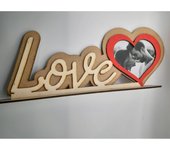 MARCO LOVE CON FOTO CORAZÓN EN MADERA SAN VALENTIN REGALO ENAMORADOS