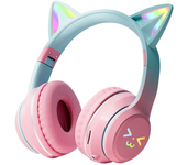 Auriculares para niños,Auriculares Inalámdricos Inspirados en Anime con Orejas de Gato Coloridas, Cancelación Activa de Ruido, Cable Desmontable - Ideales para Juegos y Natació
