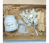 Pack Vela Perfumada + Palo Santo +  Corazón De Cuarzo Rosa, Blanco, Obsidiana - Pack de Velas Perfumadas, Velas Blancas, Velas Rosas, Velas Negras -  Regalo Original para Mujer - Regalo Romántico con Velas y Flores - Packing Ecológico - NATUKEY