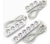 Regleta alargador de enchufes, base multiples de 3, 4, 5, 6 enchufes tipo Schucko sin interruptor, 16a/250v 3680w, cable 3g1.5m㎡ lontitud 1,5m, 3m o 5m, uso interior, color blanco, Don Feliz