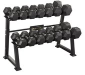 SET MANCUERNAS HEXAGONALES DE ACERO Y GOMA PROFESIONALES HMS 144KG KG CON/SIN SOPORTE