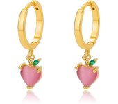Pink Enamel Heart Hoop Earrings For Women 2023 Trend Vintage Gold Plated Stainless Steel Earrings Luxury Jewelry aretes mujer