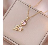 Tulip Necklace Pendant Copper Material Sweet And Romantic Suitable For Party Banquet Anniversary Valentine's Day Gift For Girls
