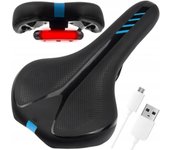 ALJOIR Sillín para Bicicleta Transpirable con Luz LED Incorporada Asiento de Bici Cómodo para BMX, Bicicleta de Carretera, Bicicleta de Montaña