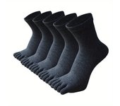 5 pairs of men's solid color five finger socks  simple cotton  odor resistant and breathable split toe socks