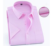 Mens Short Sleeve Shirt Business Casual Classic Plaid Striped Checked Male Social Dress Shirts Purple Blue 5XL Plus Large Size