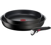 Tefal Ingenio Eco Resist, Set de 2 sartenes24/28 cm & 1 mango extraíble, apilables, inducción, fácil limpieza, antiadherente seguro, indicador de temperatura, cocina saludable, cocción idónea, L3979102