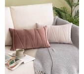 2PCS Lumbar Throw Pillow Covers 12 X 20 Inch Farmhouse Velvet Throw Pillow Case Cushion Cover Cojines Black Red Green Pink 쿠션