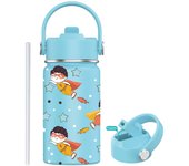 Botella de Agua para Niños de Acero Inoxidable 350ml (20 Diseños) - Térmica Reutilizable  Sin BPA  Mantiene 24H Frio / 12H Calor  Termo y Hermética - Doble Pared a Prueba de Fugas.Botellas. (TK350 1099 F6)