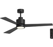 S&P HTD130 - Ventilador de Techo Con Mando de 130cm y 40W, Motor DC, Luz LED, Color Negro, Temporizador