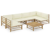 VIDAXL 3058233 juego de muebles para el jardín de 5 piezas fabricados en bambú con cojines de color blanco crema