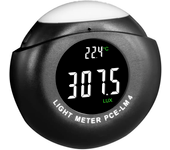 Fotómetro con sensor interno / Rango hasta 200 klux / Medición de temperatura / Memoria interna para 12 valores / Unidades: lx, fc, °C, ºF / Función MIN, MAX, HOLD / PCE Instruments