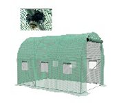 Invernadero Túnel Outsunny Garden de 6 m² Invernadero para tomates con sistema de riego integrado 3L x 2L x 2H m Acero reforzado + PE de alta densidad 140 g/m² 6 ventanas Puerta enrollable Verde