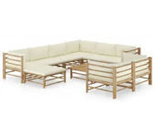 VIDAXL 3058221 conjunto de muebles para los jardines fabricado en bambú con cojines blancos y crema vida xl