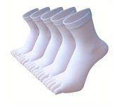 5 pairs men's five finger solid color socks, made of cotton, with an unpleasant odor, breathable, and split tips