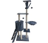 COTTECOTA-Árbol Rascador Gris 50x35x138cm Arbol para Gatos con Plataforma Torre Rascador Escalador para 2-3 Gatos Medianos Estable Rascador con Nidos Hamaca Plataformas Juguete Poste De Sisal Natural  ref 51093