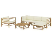 VIDAXL 3058195 set de muebles para el jardín de 6 piezas con cojines fabricados en bambú en color blanco crema