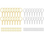 30pcs Silver Plated Metal Blank Keyring Keychain Split Key Ring with Chain Climbing Buckles Carabiner Keychain Rings Accessories