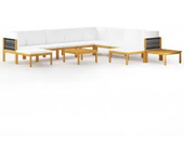 VIDAXL juego de mesa y sofás de 12 piezas con diseño tejido color crema para exterior