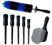 UNTIOR Wheel Tire Brush Set Long Soft Bristle Detail Brushes Microfiber Cleaning Cloth for Cleaning Wheel Car Detailing Kit