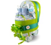 Tiernos Momentos - Tarta De Pañales Cochecito - Carrito Para Niño - Verde