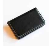 Tarjetero / Estuche en cuero artificial con tapa - negro Negro