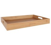 C.A - Bandeja de bambú con Asas, Bandeja Cocina de Servir, Bandeja para Desayuno, té, Mesa de café, Cama Decorativa - Rectangular