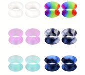 6 Pairs Multicolored Flexible Silicone Ear Gauges Plugs Tunnels Expander Stretchers Ear Piercing Jewelry for Men Women 6-16mm