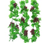 4PCS Artificial Grape Vines Plastic Fruit Grape Vines Green Leaf Plant Wall Hanging Vine Home Garden Wedding Party Decoration