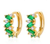 Rainbow Cubic Zirconia Hoop Earrings For Women 2023 Trending Round Gold Plated Stainless Steel Earrings Luxury Jewelry Gifts