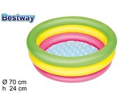 BESTWAY Piscina Hinchable Infantil Summer 70 X 24 Cm - Estructura 3 Anillos - Suelo Hinchable - Capacidad 41 Litros