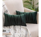 2PCS Lumbar Throw Pillow Covers 12 X 20 Inch Farmhouse Velvet Throw Pillow Case Cushion Cover Cojines Black Red Green Pink 쿠션