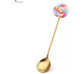 Stainless Steel Spoon Fork Cute Version Rainbow Lollipop Donut Macaron Dessert Spoons Fruit Forks Kids Set Kitchen Accessories