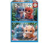 Educa - Puzzle 2x1 Monstruos Adorables 100 piezas 20224