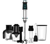 Batidora de mano Cecotec Power TitanBlack 1500 XL TotalMix. Potencia 1500 W, Cuchillas 4 hojas con recubrimiento titanio, Pie XL, Campana antisalpicaduras, Velocidad ajustable, Función Turbo. Completo Set de Accesorios