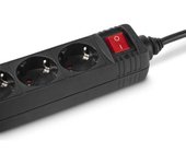 Regleta alargador de enchufes, base multiples de 3, 4, 5, 6 enchufes tipo Schucko con interruptor, 16a/250v 3680w, cable 3g1.5m㎡ lontitud 1,5m, 3m o 5m, uso interior, color negro, Don Feliz