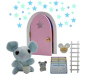 Qué Kawaii® Peluche Ratoncito Pérez (10 Cm) con Puerta que Brilla en la Oscuridad y Se Abre!!, Escalera y Bandolera de Crochet (Hecha a Mano)